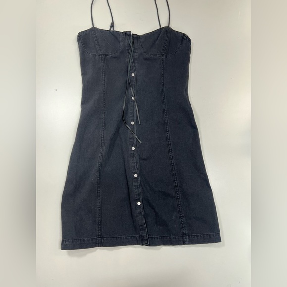 Calvin Klein For UO Black Denim Button Down Mini Dress Size XS New - Picture 14 of 14
